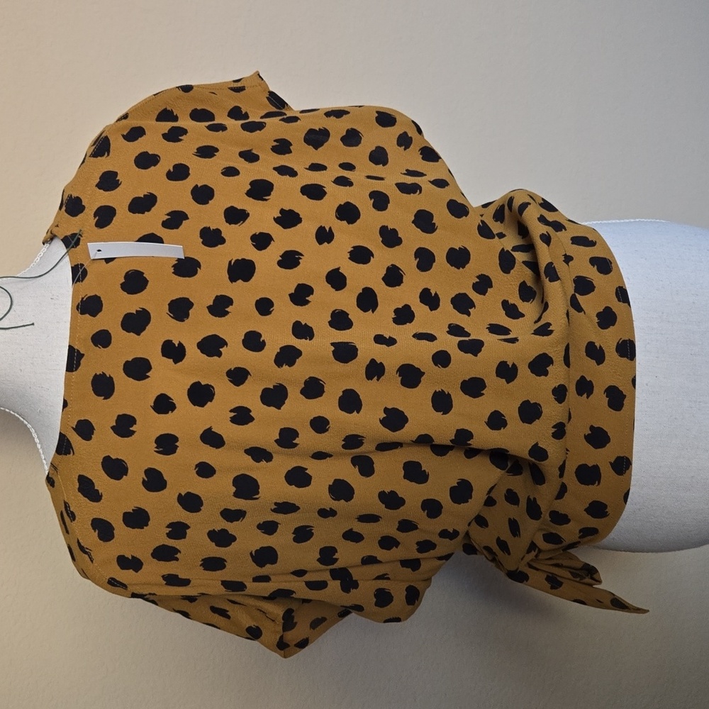 NEW Madewell Animal Sash-Tie Wrap Top in Painted Spots / Polka Dot Blouse - M - Picture 6 of 12